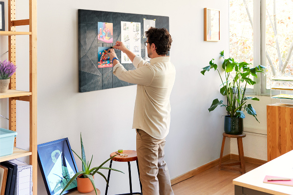 Panou de pluta Forme geometrice în nuanțe de gri