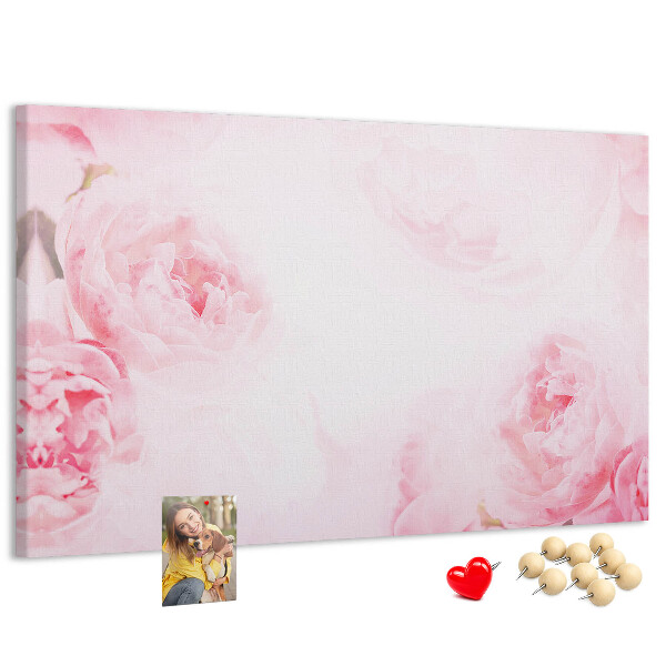 Panou din pluta Flori roz delicate pe un fundal deschis