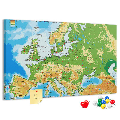 Panou de pluta Harta Europei cu indicații geografice.