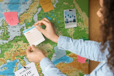 Panou de pluta Harta Europei cu indicații geografice.