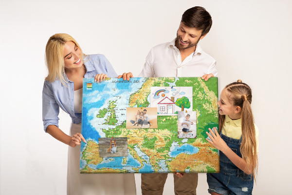 Panou de pluta Harta Europei cu indicații geografice.