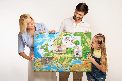 Panou de pluta Harta Europei cu indicații geografice.