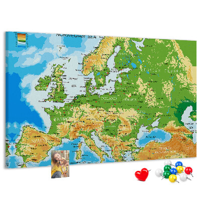 Panou de pluta Harta Europei cu indicații geografice.