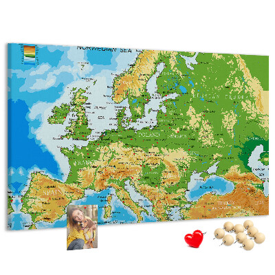 Panou de pluta Harta Europei cu indicații geografice.