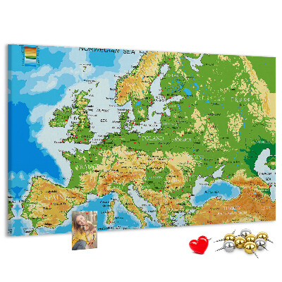 Panou de pluta Harta Europei cu indicații geografice.