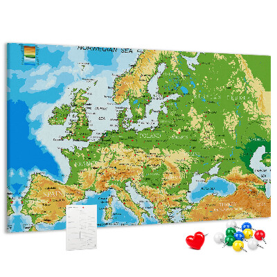 Panou de pluta Harta Europei cu indicații geografice.
