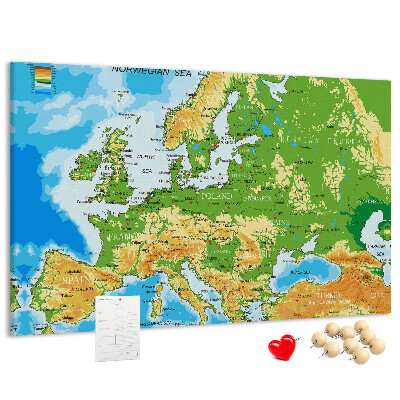 Panou de pluta Harta Europei cu indicații geografice.