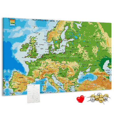 Panou de pluta Harta Europei cu indicații geografice.