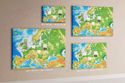 Panou de pluta Harta Europei cu indicații geografice.