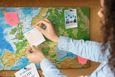 Panou de pluta Harta Europei cu indicații geografice.