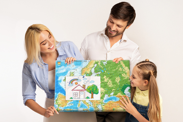 Panou de pluta Harta Europei cu indicații geografice.