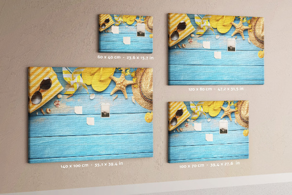 Panou de pluta Vară la plajă cu accesorii colorate
