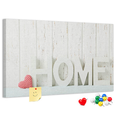 Panou din pluta Inscripție elegantă HOME pe fundal alb