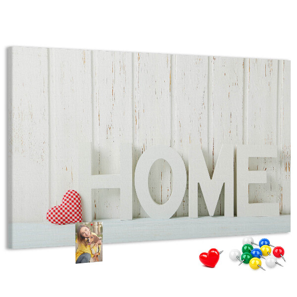 Panou din pluta Inscripție elegantă HOME pe fundal alb