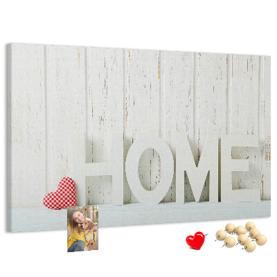 Panou din pluta Inscripție elegantă HOME pe fundal alb