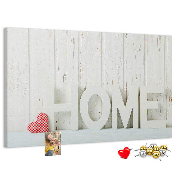 Panou din pluta Inscripție elegantă HOME pe fundal alb