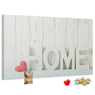 Panou din pluta Inscripție elegantă HOME pe fundal alb