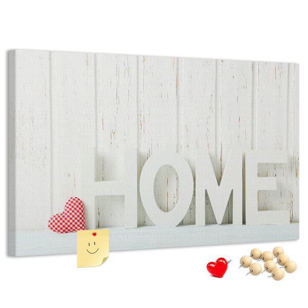 Panou din pluta Inscripție elegantă HOME pe fundal alb