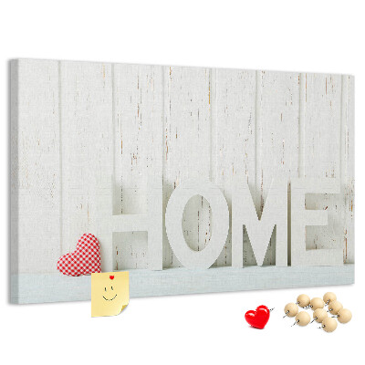 Panou din pluta Inscripție elegantă HOME pe fundal alb