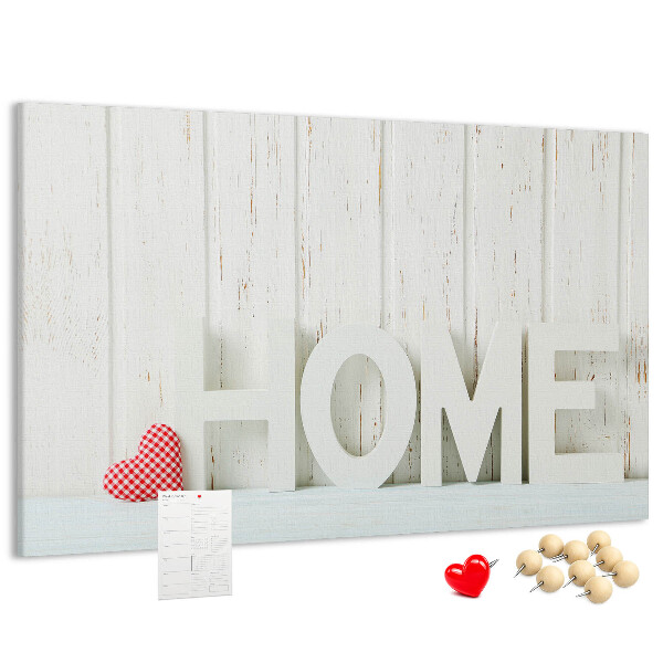 Panou din pluta Inscripție elegantă HOME pe fundal alb