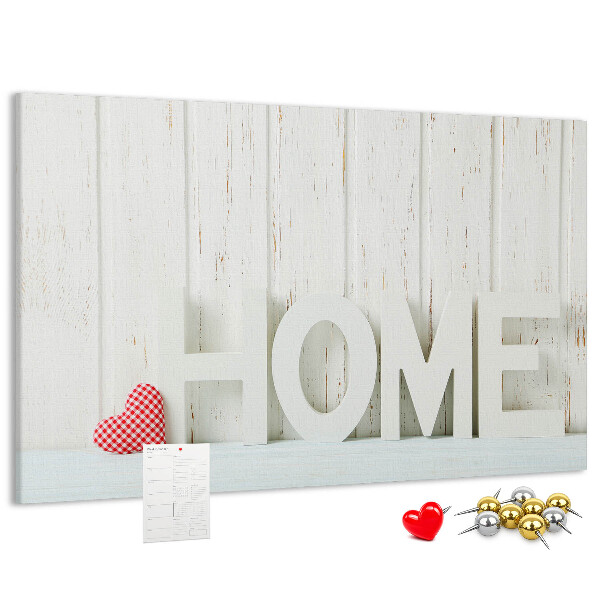 Panou din pluta Inscripție elegantă HOME pe fundal alb