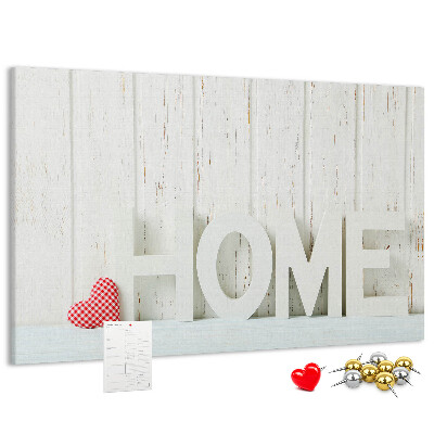 Panou din pluta Inscripție elegantă HOME pe fundal alb