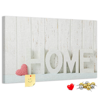Panou din pluta Inscripție elegantă HOME pe fundal alb