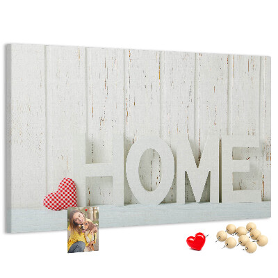 Panou din pluta Inscripție elegantă HOME pe fundal alb