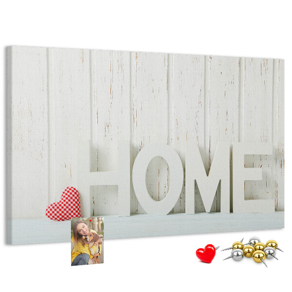 Panou din pluta Inscripție elegantă HOME pe fundal alb