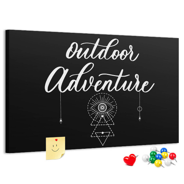 Panou din pluta Aventură în aer liber cu simboluri