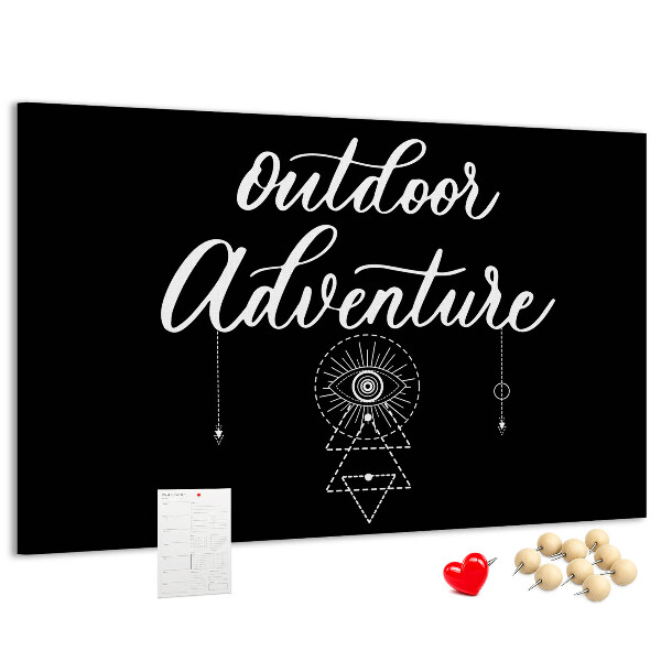 Panou din pluta Aventură în aer liber cu simboluri