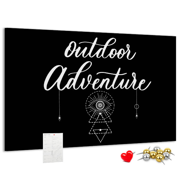 Panou din pluta Aventură în aer liber cu simboluri