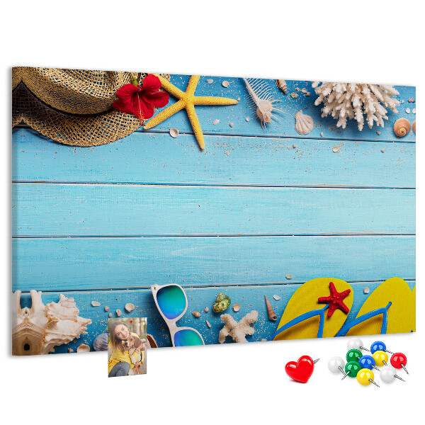 Panou de pluta Vacanță de vară la plajă cu accesorii