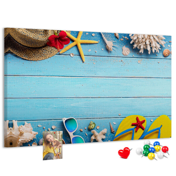Panou de pluta Vacanță de vară la plajă cu accesorii