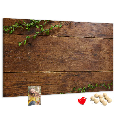 Panou de pluta Lemn natural cu ramuri verzi
