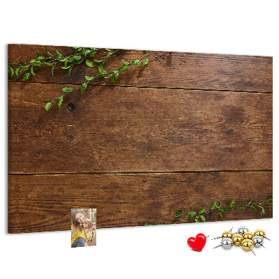Panou de pluta Lemn natural cu ramuri verzi