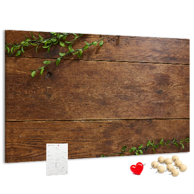 Panou de pluta Lemn natural cu ramuri verzi