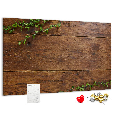 Panou de pluta Lemn natural cu ramuri verzi