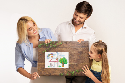 Panou de pluta Lemn natural cu ramuri verzi