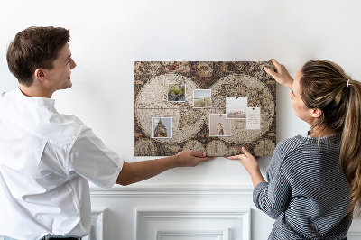 Panou din pluta Hartă antică a lumii cu detalii geografice