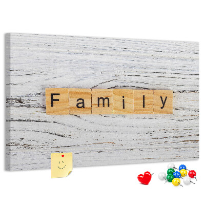 Panou din pluta Amintiri de familie pe un fundal de lemn