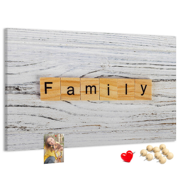 Panou din pluta Amintiri de familie pe un fundal de lemn