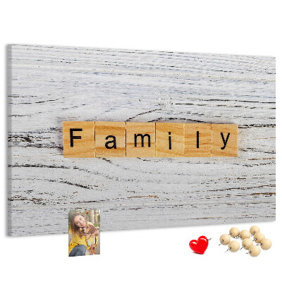Panou din pluta Amintiri de familie pe un fundal de lemn