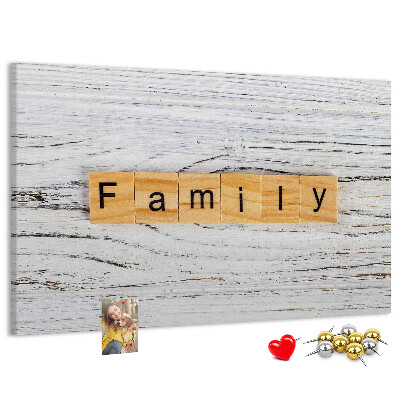Panou din pluta Amintiri de familie pe un fundal de lemn