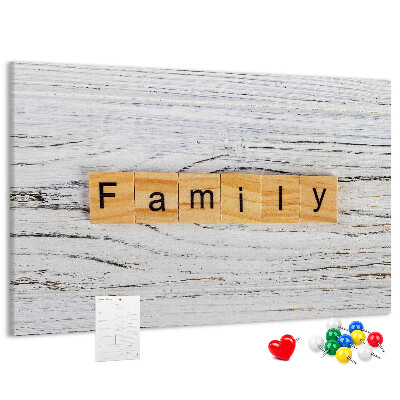 Panou din pluta Amintiri de familie pe un fundal de lemn