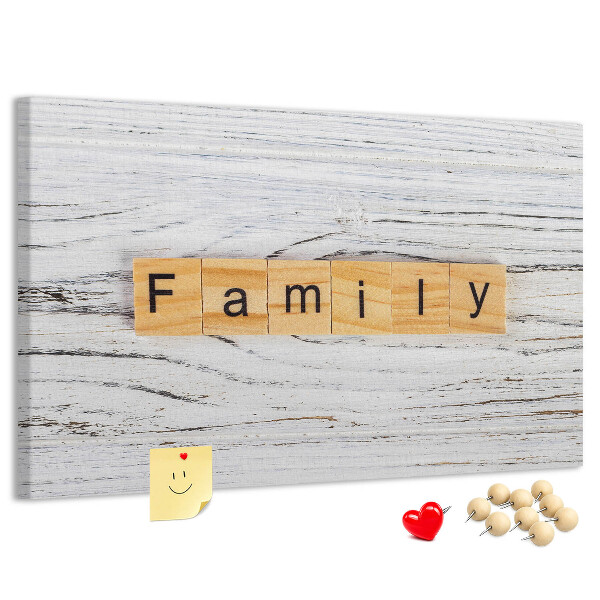 Panou din pluta Amintiri de familie pe un fundal de lemn