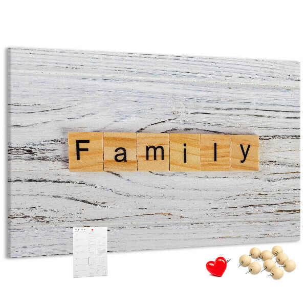 Panou din pluta Amintiri de familie pe un fundal de lemn