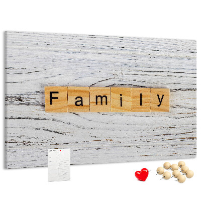 Panou din pluta Amintiri de familie pe un fundal de lemn