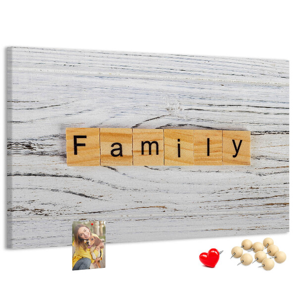 Panou din pluta Amintiri de familie pe un fundal de lemn