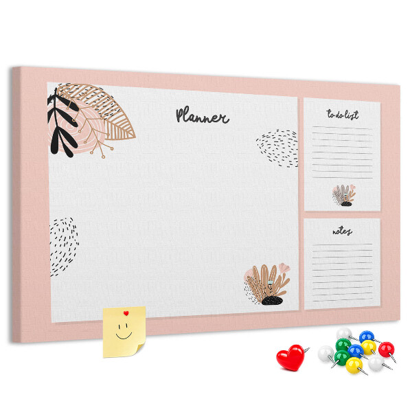 Panou de pluta O agendă elegantă cu accente florale